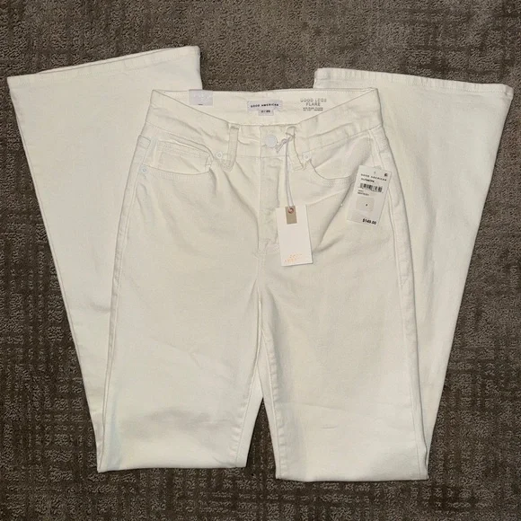 NWT Good American White Good Legs Flare Jeans - Picture 3 of 12